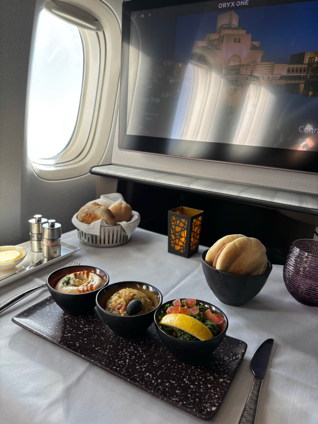 Mezze on a Qatar Airways flight